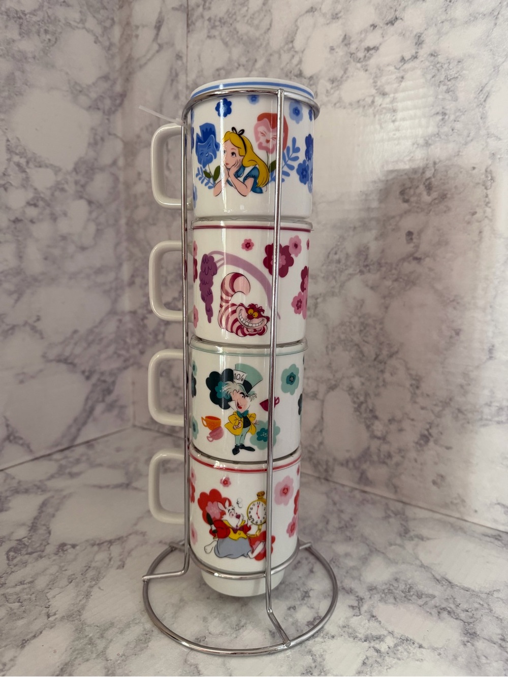 Alice in Wonderland Stackable Ceramic Mug Set - Floral White